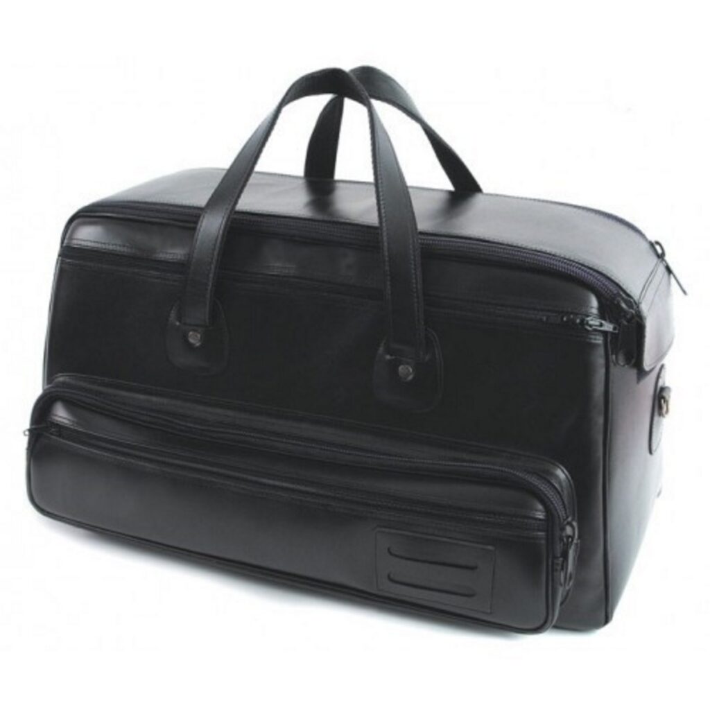 Case Leather double trumpet case in black with Case Leather technology